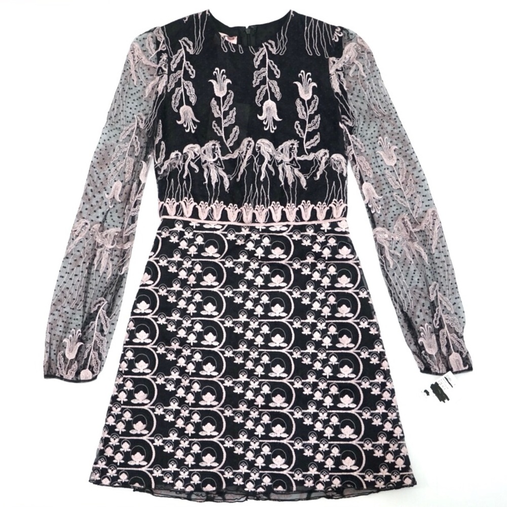 Giamba Embroidered Mesh Lace Long Sleeve Dress - Picture 1 of 8
